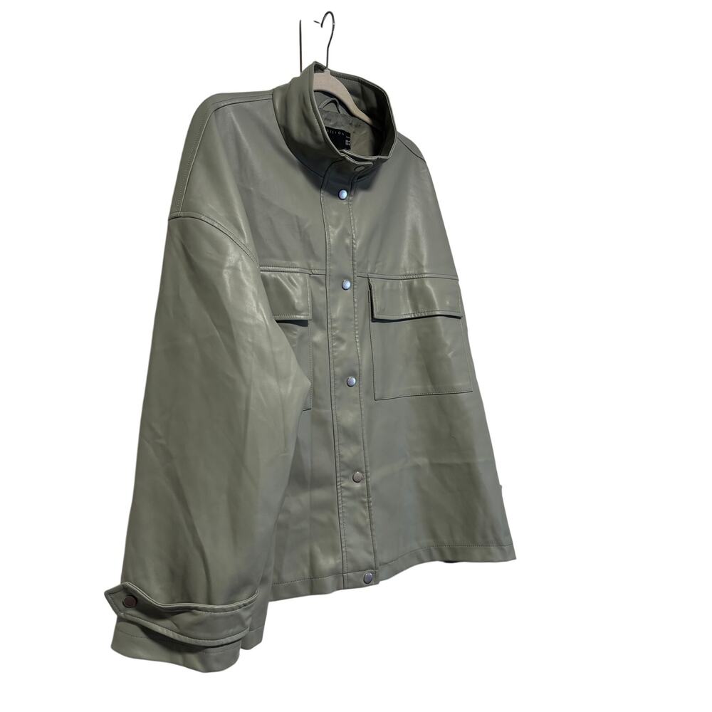 ASOS Design Curve Green Faux Leather Jacket US 18 - Picture 5 of 9